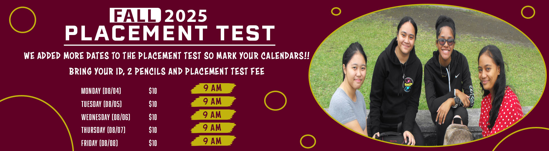 Fall 2025 Placement Test